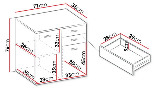 Komoda Lerga 2 2T 2S (bílá)