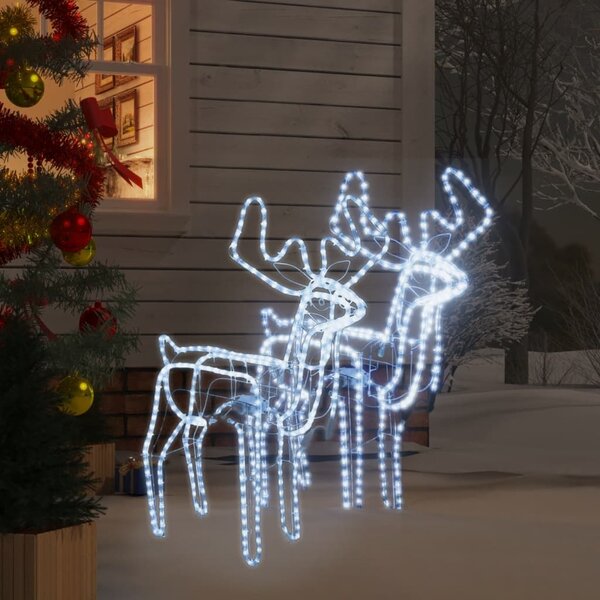 VidaXL Vánoční sobi pohyblivé hlavy 2 ks studené bílé LED 76x42x87 cm [3154321]