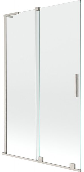 Mexen Velar L, 2-křídlová posuvná vanová zástěna 110 x 150 cm, 8mm čiré sklo, broušená ocel, 896-110-003-01-97
