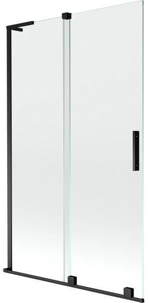 Mexen Velar L, 2-křídlová posuvná vanová zástěna 110 x 150 cm, 8mm čiré sklo, černá matná, 896-110-003-01-70