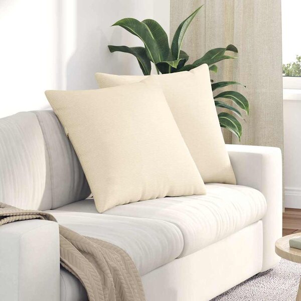 Pohovkové polštáře 2 pcs Krémová 80 x 80 cm Žebrovaná látka