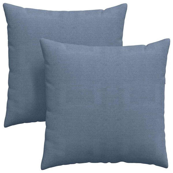 Pohovkové polštáře 2 pcs Modrá 80 x 80 cm Žebrovaná látka
