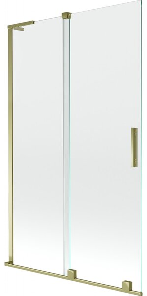 Mexen Velar L, 2-křídlová posuvná vanová zástěna 110 x 150 cm, 8mm čiré sklo, zlatý lesklý profil, 896-110-003-01-50