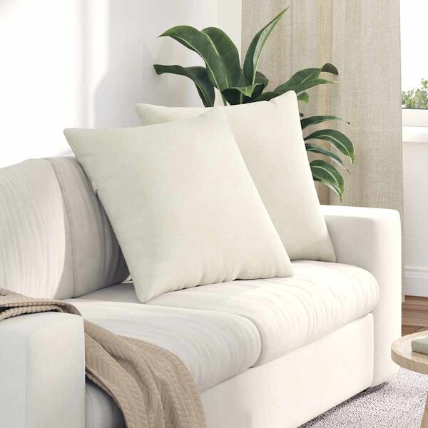 Pohovkové polštáře 2 pcs Krémová 80 x 80 cm Žebrovaná látka