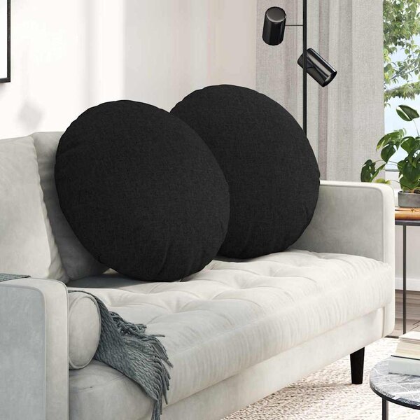 Polštáře na sedadla 2 pcs Černá Ø80 x 29 cm textil
