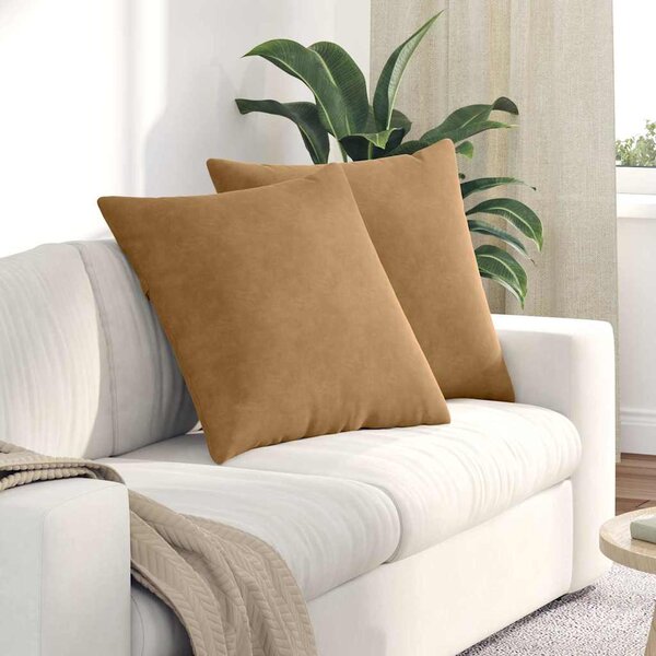 Pohovkové polštáře 2 pcs Hnědá 80 x 80 cm Žebrovaná látka