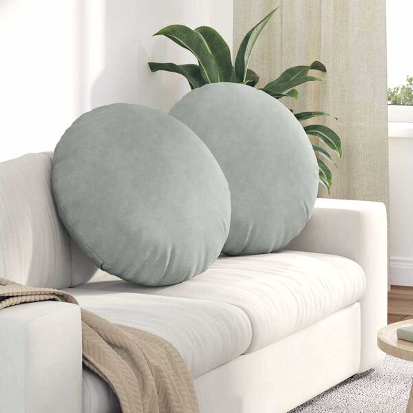 Polštáře na sedadla 2 pcs Světle šedá Ø 40 x 13 cm samet