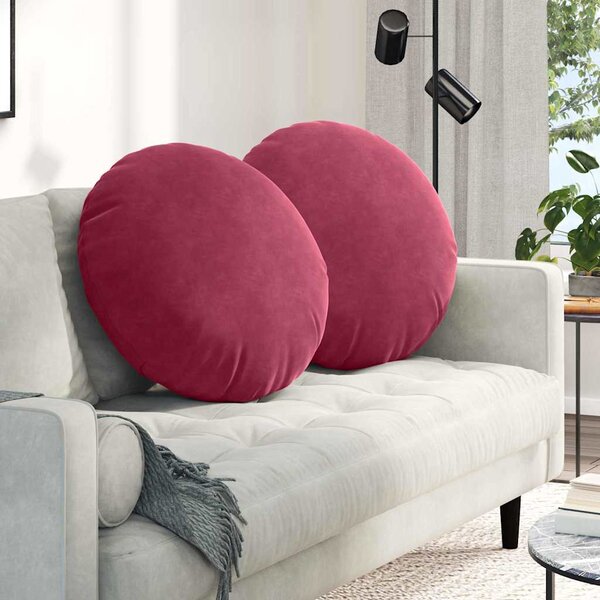 Polštáře na sedadla 2 pcs Víno Červené Ø 80 x 29 cm samet
