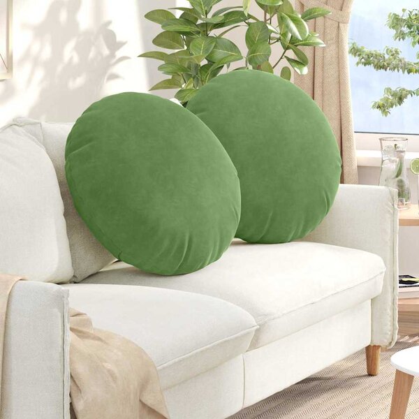 Polštáře na sedadla 2 pcs Světlá zelená Ø 40 x 13 cm samet