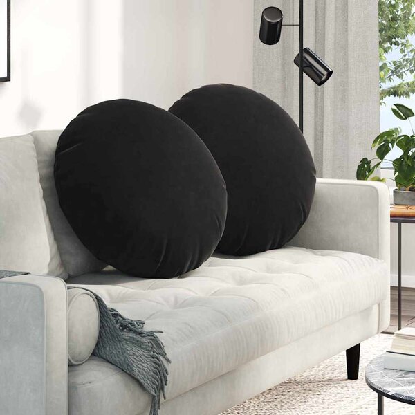 Polštáře na sedadla 2 pcs Černá Ø 80 x 29 cm samet