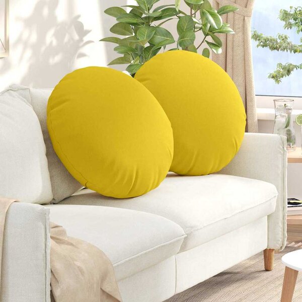 Polštáře na sedadla 2 pcs Světlá žlutá Ø80 x 29 cm textil
