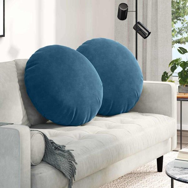 Polštáře na sedadla 2 pcs Modrá Ø 80 x 29 cm samet
