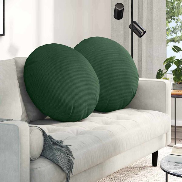 Polštáře na sedadla 2 pcs Tmavě zelená Ø 80 cm Žebrovaná látka