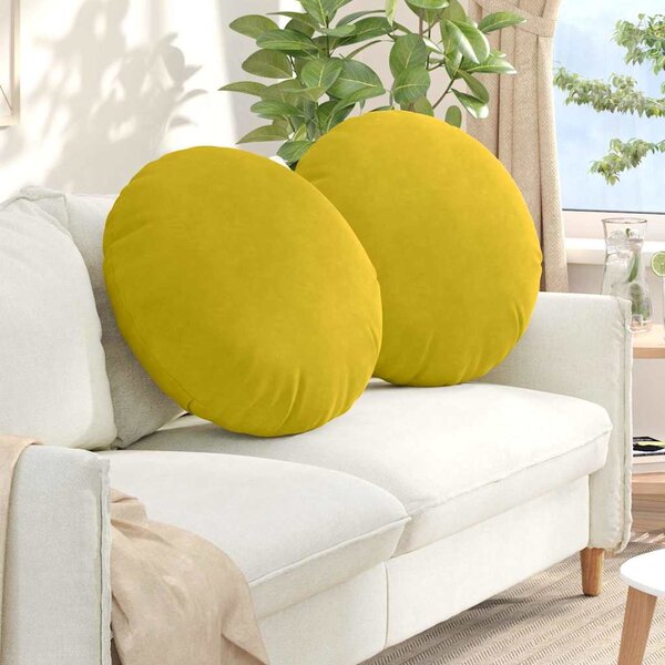 Polštáře na sedadla 2 pcs Žlutá Ø 80 x 29 cm samet