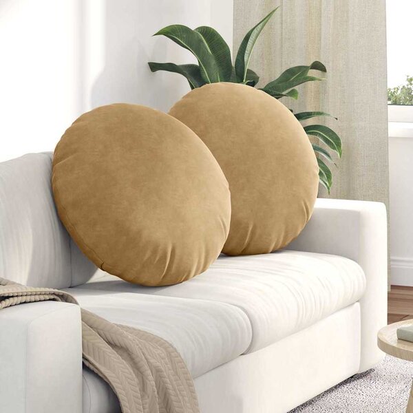 Polštáře na sedadla 2 pcs Hnědá Ø 80 x 29 cm samet