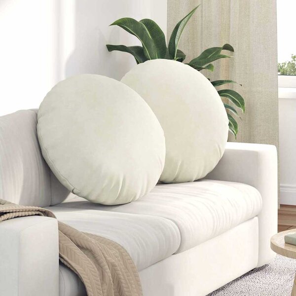 Polštáře na sedadla 2 pcs Krémová Ø 80 x 29 cm samet