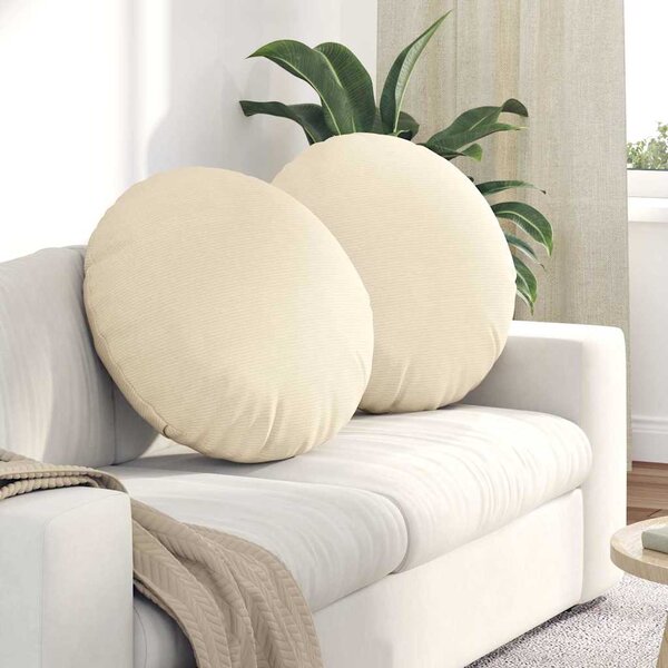 Polštáře na sedadla 2 pcs Krémová Ø 80 cm Žebrovaná látka