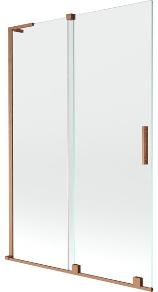 Mexen Velar L, 2-křídlová posuvná vanová zástěna 120 x 150 cm, 8mm čiré sklo, měděná matná, 896-120-003-01-65