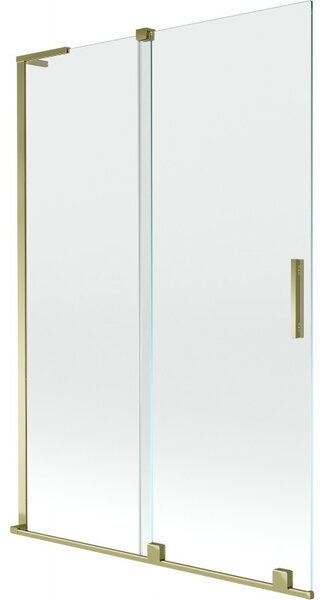 Mexen Velar L, 2-křídlová posuvná vanová zástěna 120 x 150 cm, 8mm čiré sklo, zlatý lesklý profil, 896-120-003-01-50