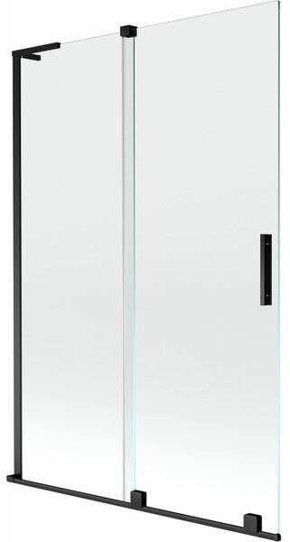 Mexen Velar L, 2-křídlová posuvná vanová zástěna 120 x 150 cm, 8mm čiré sklo, černá matná, 896-120-003-01-70