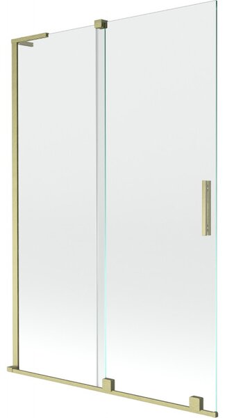 Mexen Velar L, 2-křídlová posuvná vanová zástěna 120 x 150 cm, 8mm čiré sklo, zlatý matný profil, 896-120-003-01-55