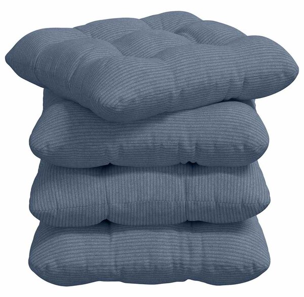 Polštáře na sedadla 4 pcs Žebrovaná látka Modrá 45 x 45 cm