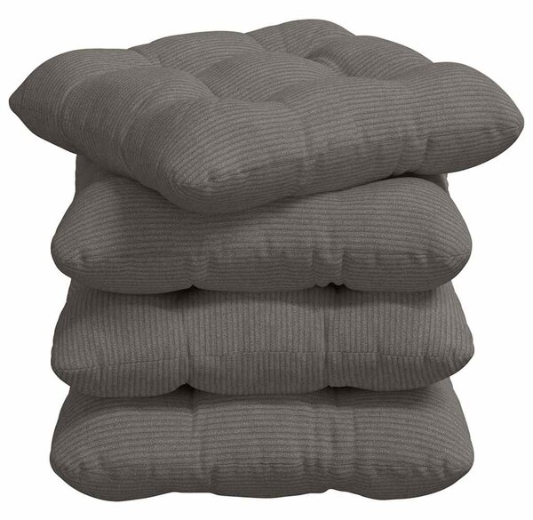 Polštáře na sedadla 4 pcs Žebrovaná látka Světle šedá