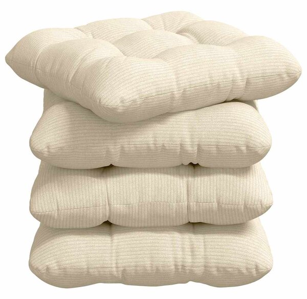 Polštáře na sedadla 4 pcs Žebrovaná látka Krémová 45 x 45 cm