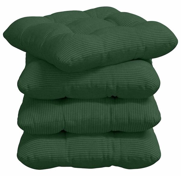 Polštáře na sedadla 4 pcs Žebrovaná látka Tmavě zelená
