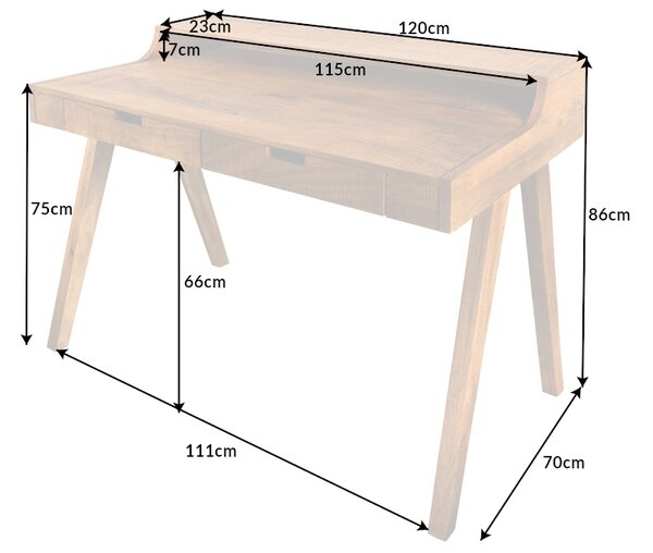 Designový psací stůl Freddo 120 cm mango
