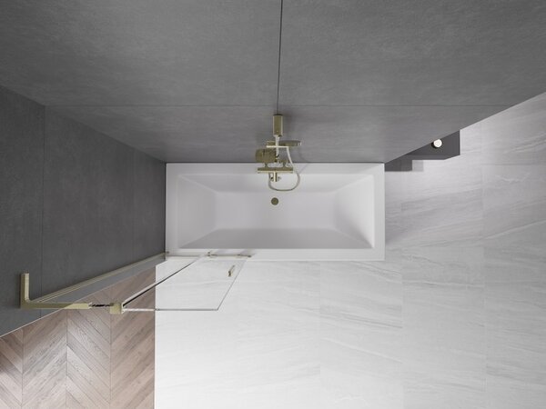 Mexen Velar L, 2-křídlová posuvná vanová zástěna 70 x 150 cm, 8mm čiré sklo, zlatý lesklý profil, 896-070-003-01-50