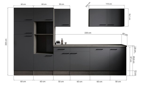 KUCHYŇSKÝ BLOK BEZ SPOTŘEBIČŮ 340 cm Respekta - Online Only kuchyňské linky, Online Only