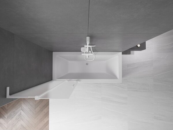 Mexen Velar L, 2-křídlová posuvná vanová zástěna 70 x 150 cm, 8mm sklo námraza, bílá matná, 896-070-003-31-20