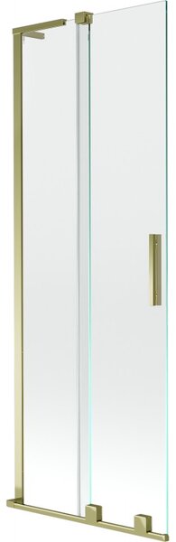Mexen Velar L, 2-křídlová posuvná vanová zástěna 70 x 150 cm, 8mm čiré sklo, zlatý lesklý profil, 896-070-003-01-50