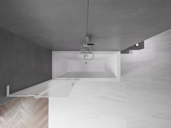 Mexen Velar L, 2-křídlová posuvná vanová zástěna 70 x 150 cm, 8mm sklo námraza, broušená ocel, 896-070-003-31-97