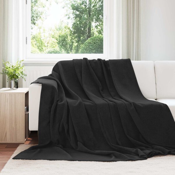 Plažová deka Černá 240 x 270 cm Fleece