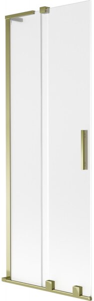 Mexen Velar L, 2-křídlová posuvná vanová zástěna 70 x 150 cm, 8mm sklo námraza, zlatá lesklá, 896-070-003-31-50