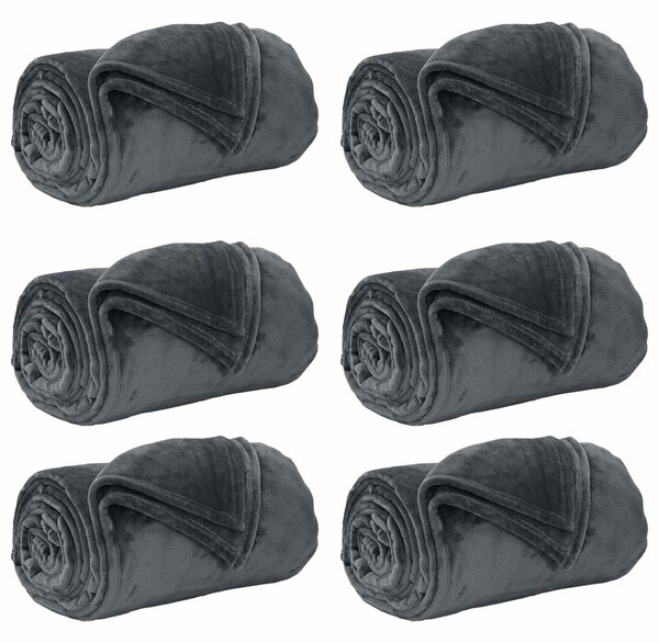 Dekorační deky 6 pcs Tmavě šedá 130 x 150 cm Fleece