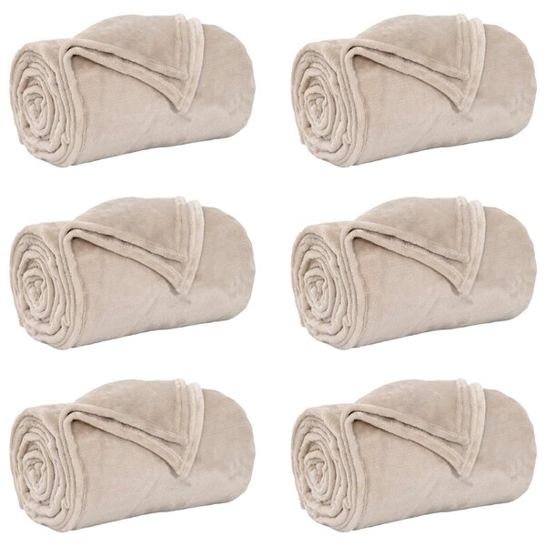 Dekorační deky 6 pcs Béžová 130 x 150 cm Fleece