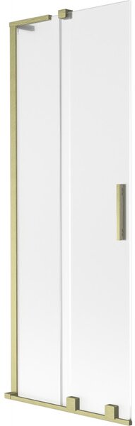Mexen Velar L, 2-křídlová posuvná vanová zástěna 70 x 150 cm, 8mm sklo námraza, zlatá matná, 896-070-003-31-55