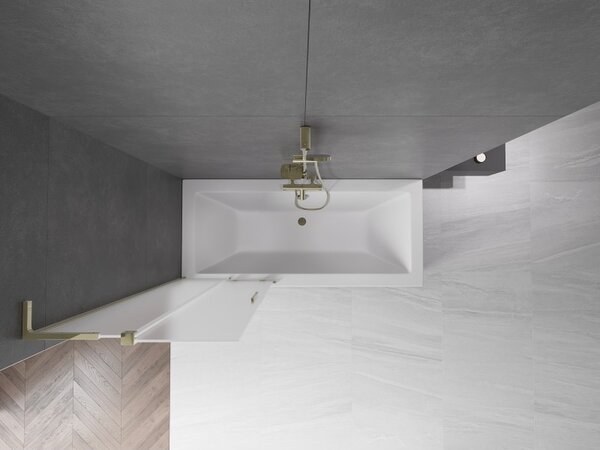Mexen Velar L, 2-křídlová posuvná vanová zástěna 70 x 150 cm, 8mm sklo námraza, zlatá lesklá, 896-070-003-31-50
