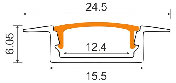 LED profil zapuštěný 1m hliníkový zapuštěný montáž černý + mléčné stínidlo sada ECOLIGHT