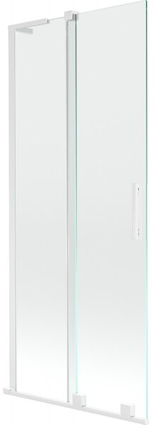 Mexen Velar L, 2-křídlová posuvná vanová zástěna 80 x 150 cm, 8mm čiré sklo, bílý profil, 896-080-003-01-20