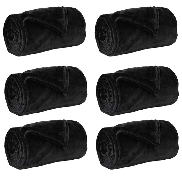 Dekorační deky 6 pcs Černá 150 x 200 cm Fleece