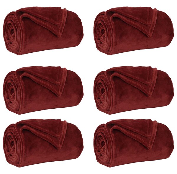 Dekorační deky 6 pcs Bordeaux červená 130 x 150 cm Fleece