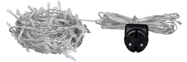 TESLA lighting Tesla - dekorativní řetěz, AMBER, 100LED, 10m + 5m kabel, 230V, 8 funkcí, IP44, transparentní