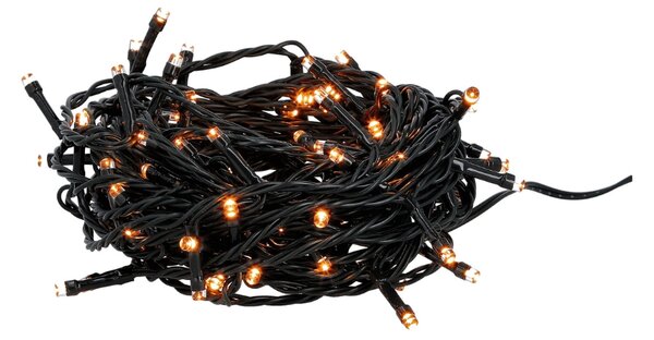 TESLA lighting Tesla - dekorativní řetěz, AMBER, 100LED, 10m + 5m kabel, 230V, 8 funkcí, IP44, zelený