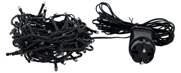 TESLA lighting Tesla - dekorativní řetěz, AMBER, 100LED, 10m + 5m kabel, 230V, 8 funkcí, IP44, zelený