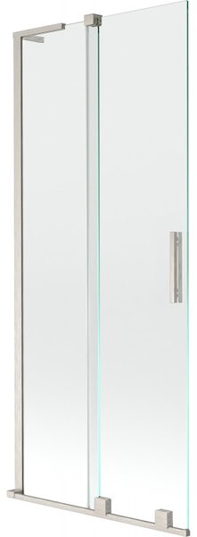 Mexen Velar L, 2-křídlová posuvná vanová zástěna 80 x 150 cm, 8mm čiré sklo, broušená ocel, 896-080-003-01-97
