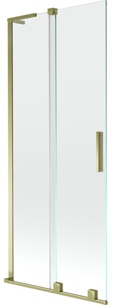 Mexen Velar L, 2-křídlová posuvná vanová zástěna 80 x 150 cm, 8mm čiré sklo, zlatý lesklý profil, 896-080-003-01-50